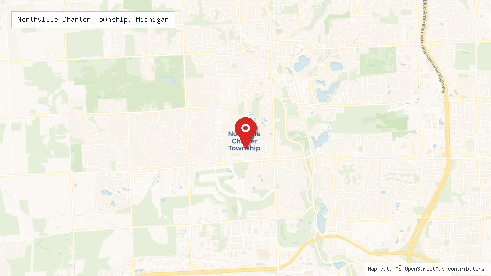 Street map of Northville Charter Township, Michigan with location pin