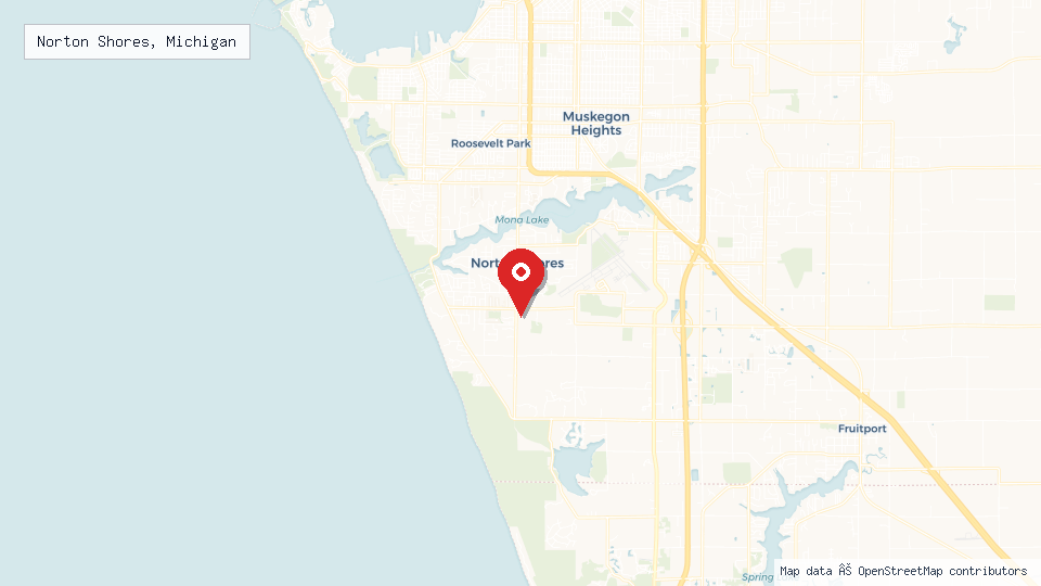 Street map of Norton Shores, Michigan with location pin