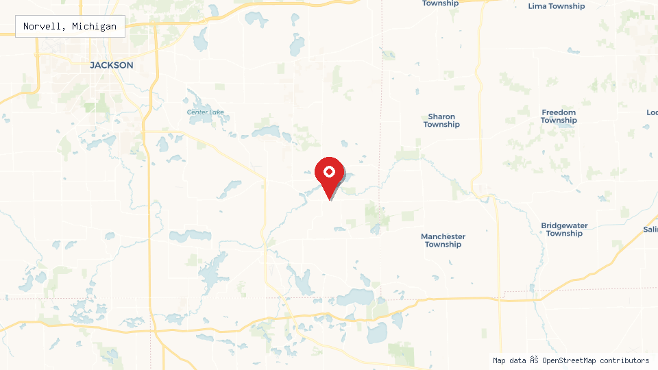 Street map of Norvell, Michigan with location pin