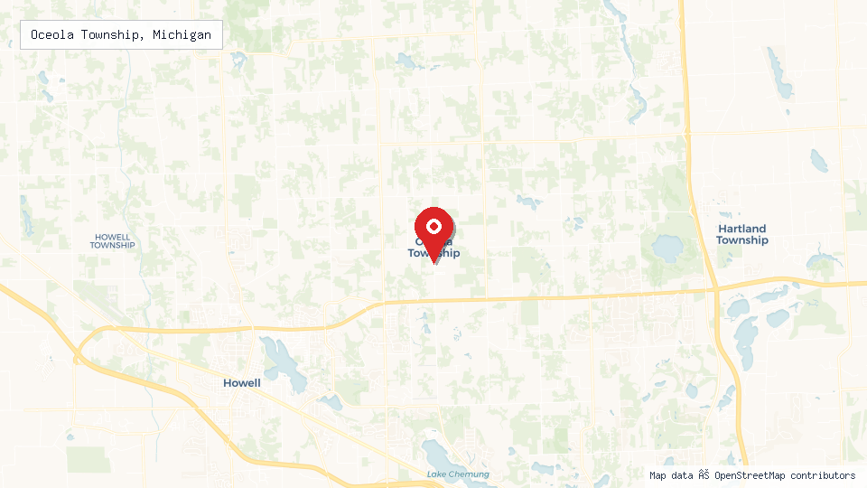 Street map of Oceola Township, Michigan with location pin