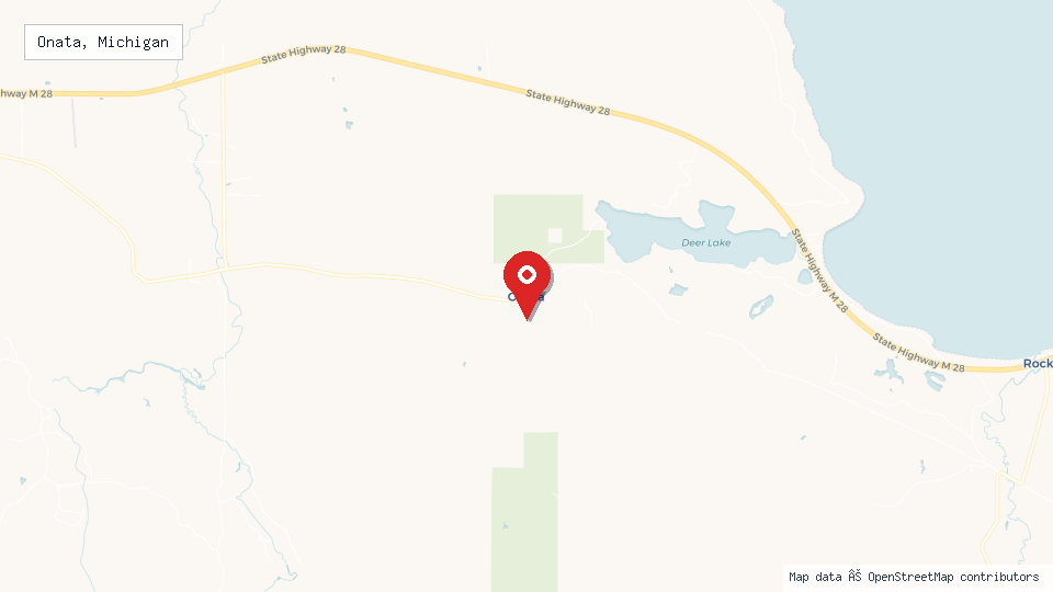 Street map of Onata, Michigan with location pin