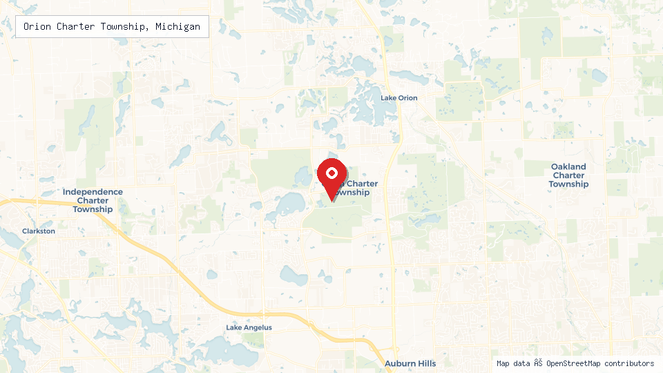Street map of Orion Charter Township, Michigan with location pin