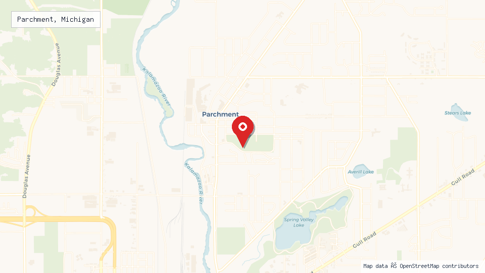 Street map of Parchment, Michigan with location pin