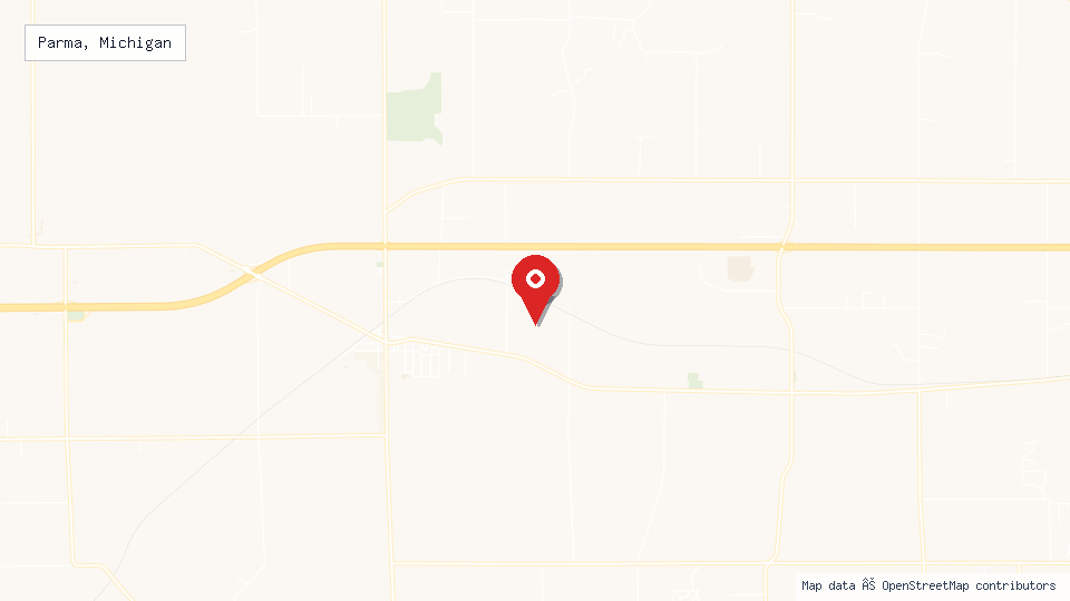 Street map of Parma, Michigan with location pin