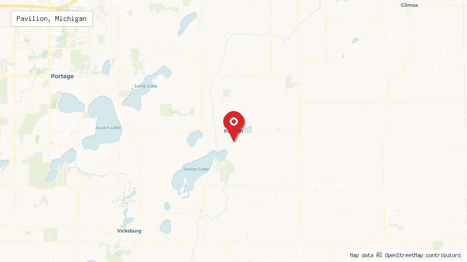 Street map of Pavilion, Michigan with location pin