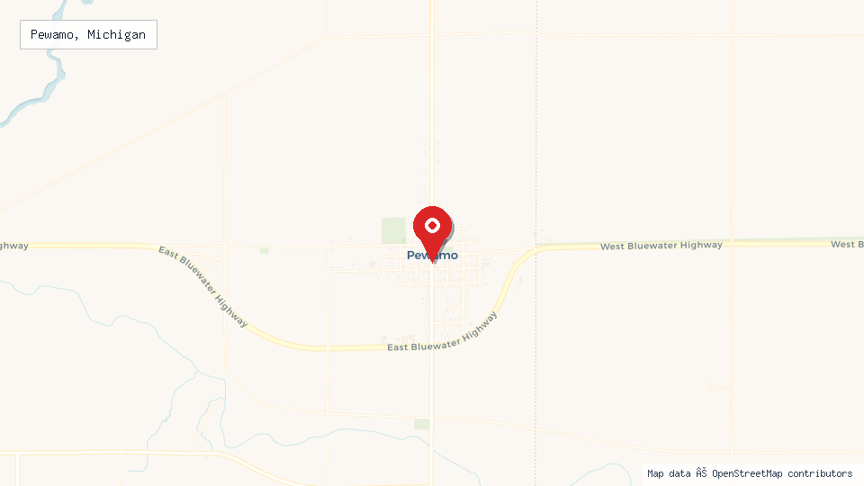 Street map of Pewamo, Michigan with location pin