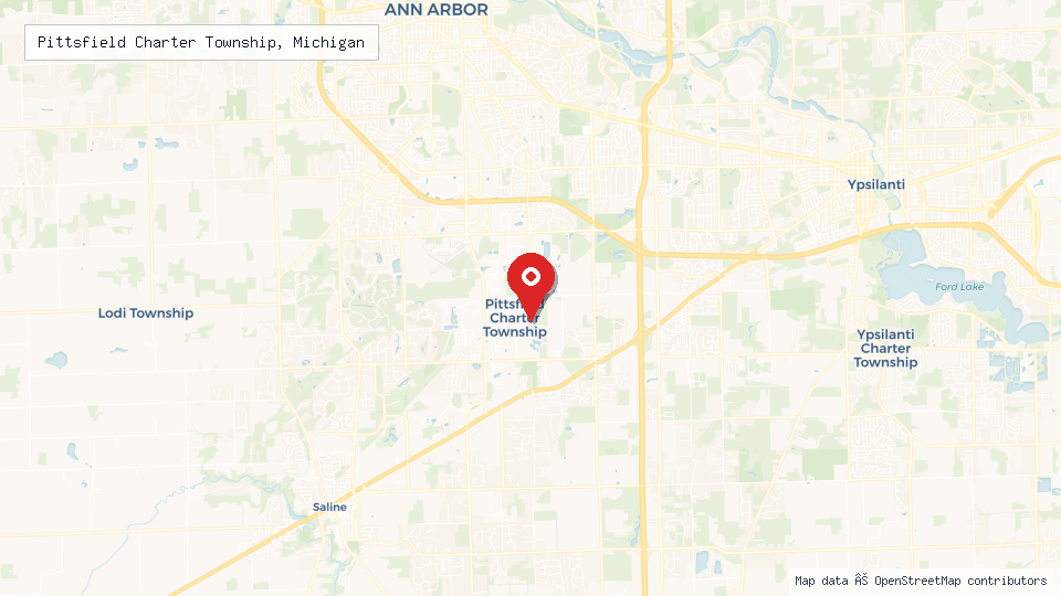 Street map of Pittsfield Charter Township, Michigan with location pin