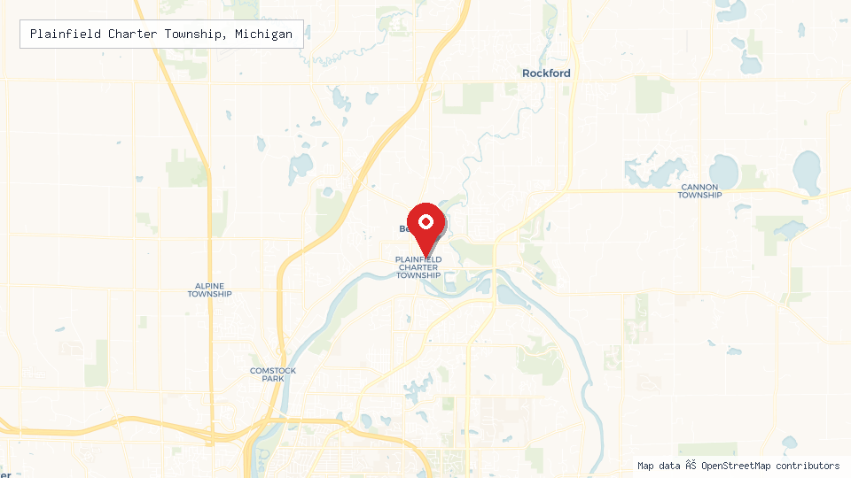 Street map of Plainfield Charter Township, Michigan with location pin