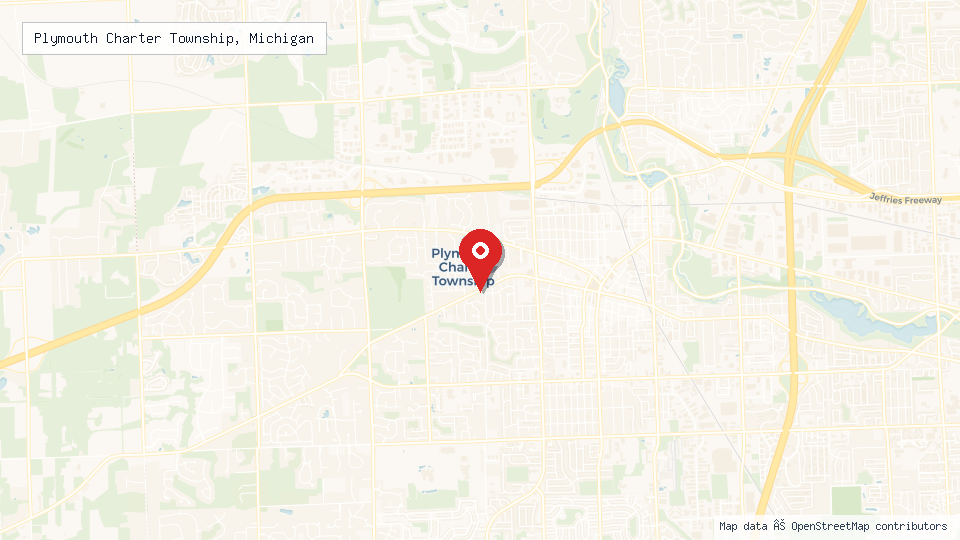Street map of Plymouth Charter Township, Michigan with location pin