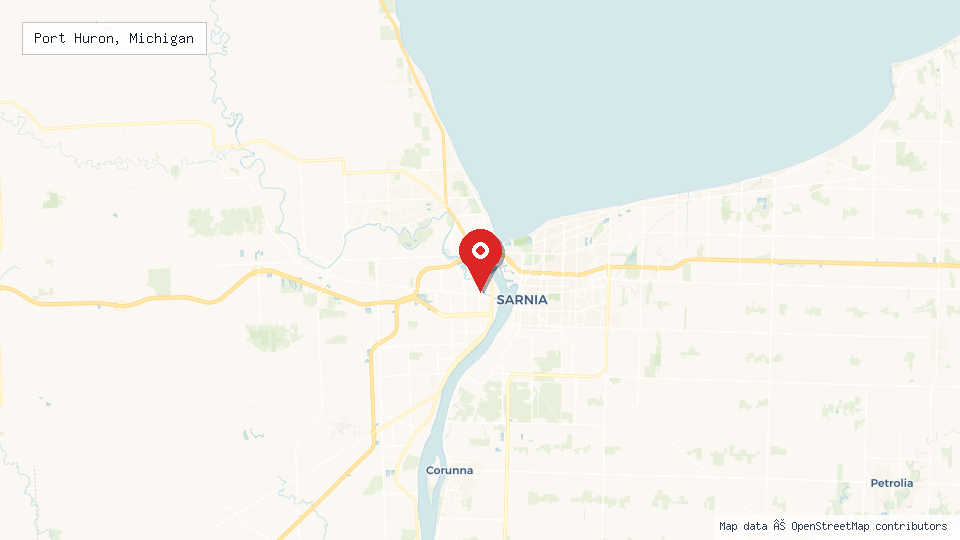 Street map of Port Huron, Michigan with location pin