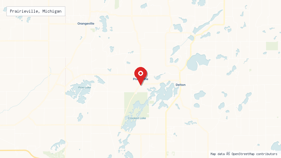 Street map of Prairieville, Michigan with location pin