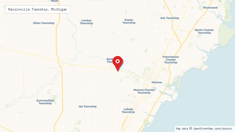 Street map of Raisinville Township, Michigan with location pin