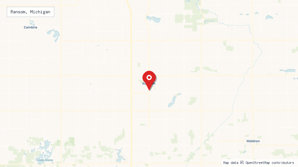 Street map of Ransom, Michigan with location pin