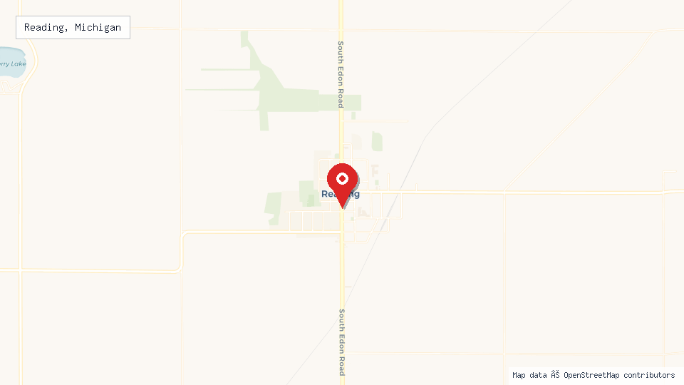 Street map of Reading, Michigan with location pin