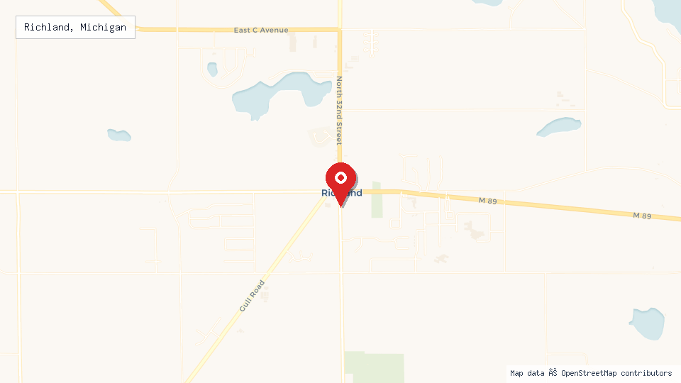 Street map of Richland, Michigan with location pin