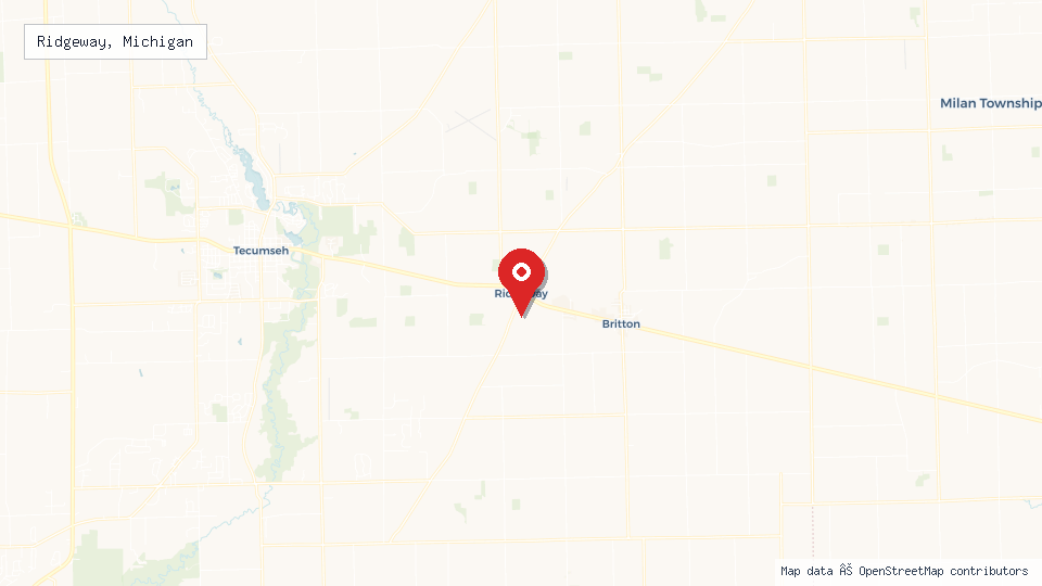 Street map of Ridgeway, Michigan with location pin