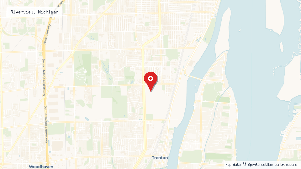 Street map of Riverview, Michigan with location pin