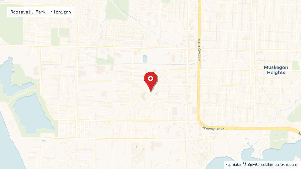 Street map of Roosevelt Park, Michigan with location pin