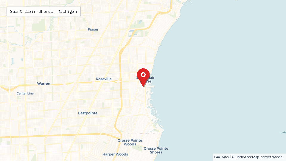 Street map of Saint Clair Shores, Michigan with location pin