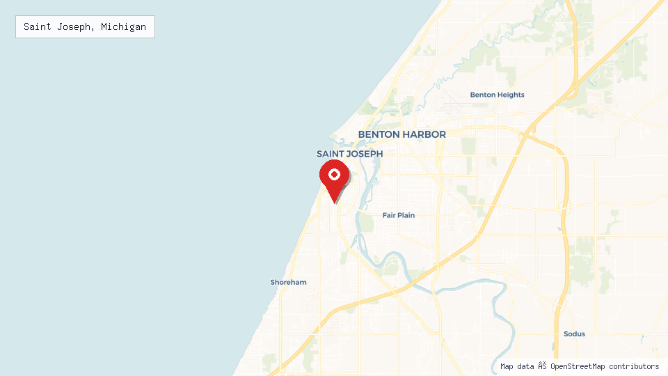 Street map of Saint Joseph, Michigan with location pin
