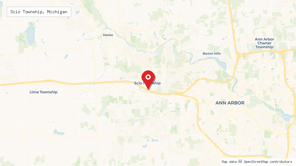 Street map of Scio Township, Michigan with location pin