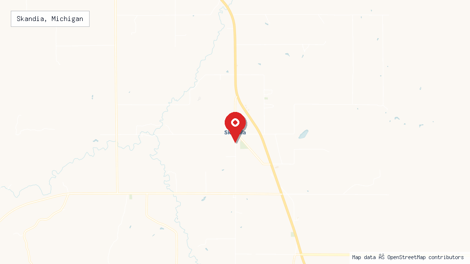 Street map of Skandia, Michigan with location pin