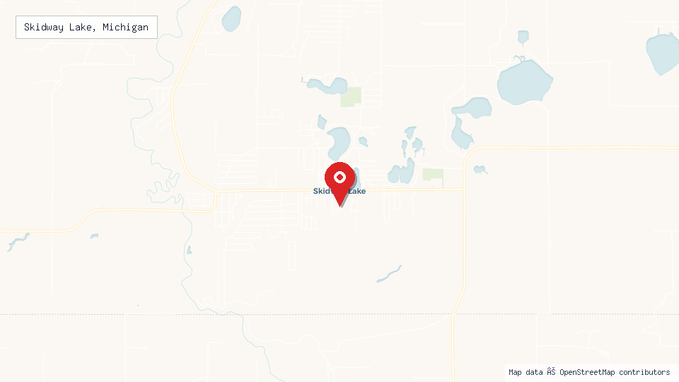 Street map of Skidway Lake, Michigan with location pin