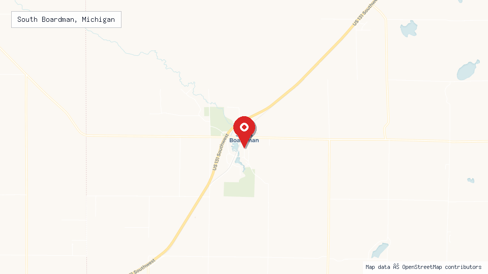 Street map of South Boardman, Michigan with location pin
