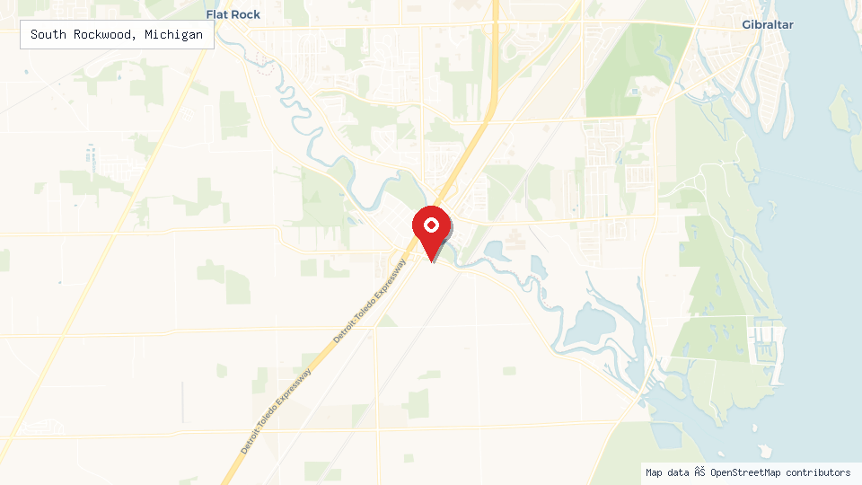 Street map of South Rockwood, Michigan with location pin