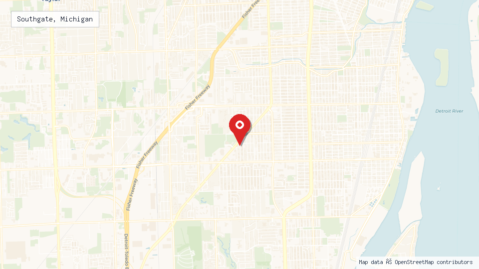Street map of Southgate, Michigan with location pin