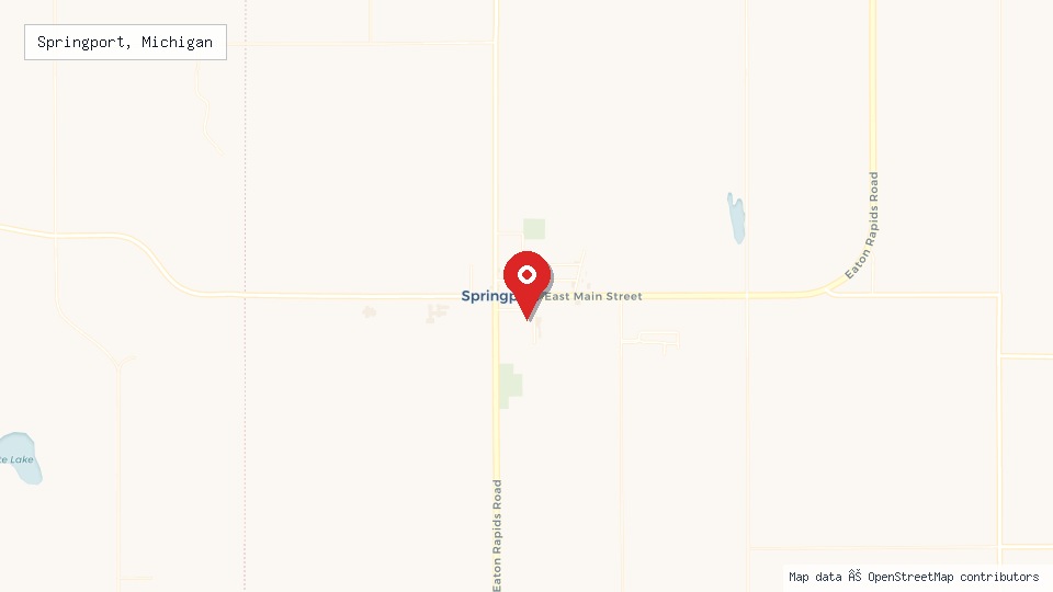 Street map of Springport, Michigan with location pin
