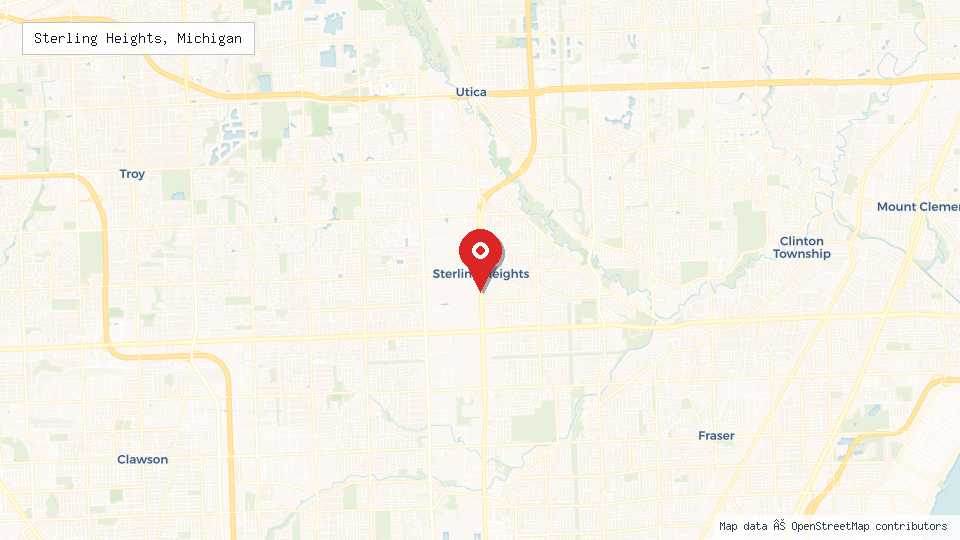 Street map of Sterling Heights, Michigan with location pin