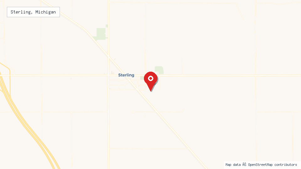 Street map of Sterling, Michigan with location pin