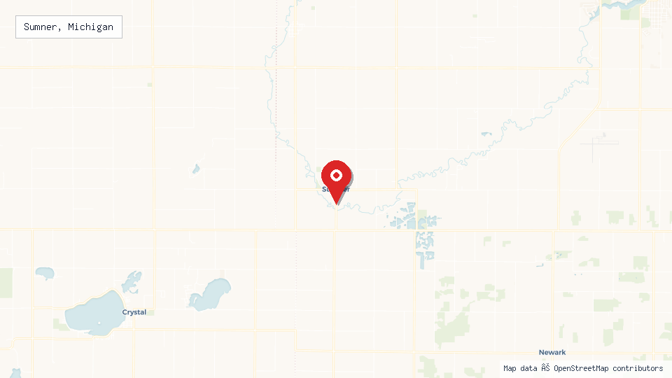 Street map of Sumner, Michigan with location pin
