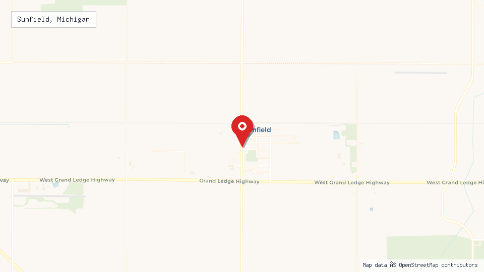 Street map of Sunfield, Michigan with location pin