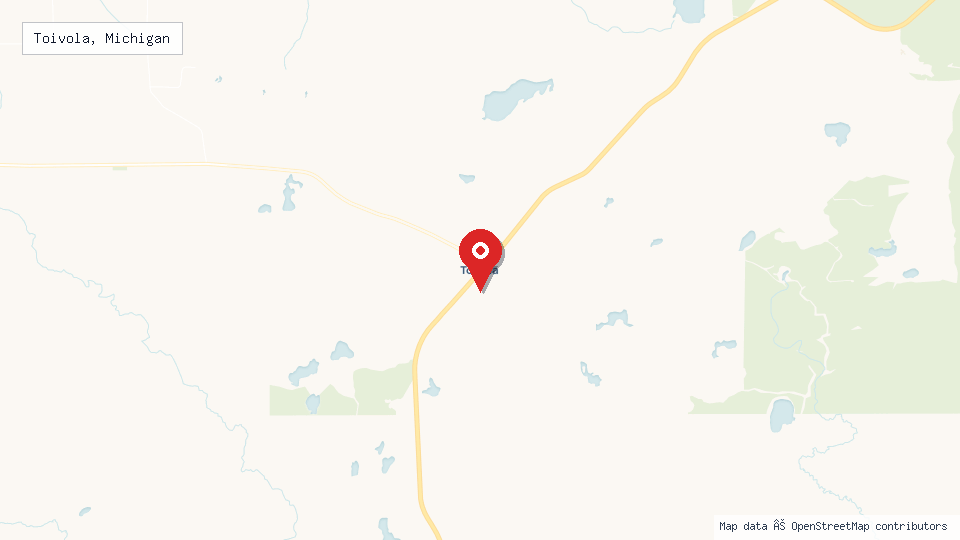 Street map of Toivola, Michigan with location pin