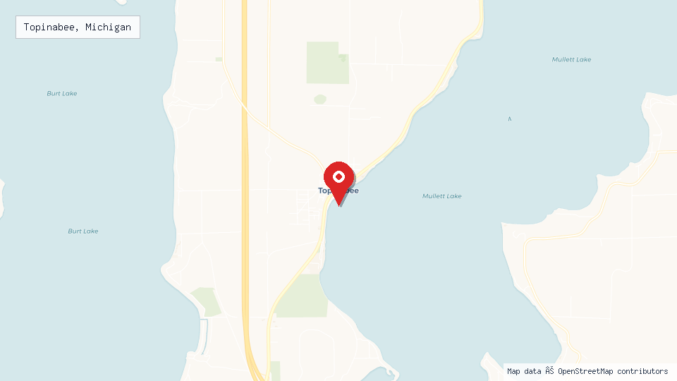 Street map of Topinabee, Michigan with location pin