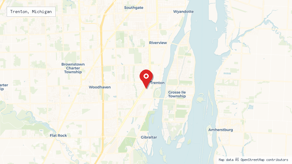 Street map of Trenton, Michigan with location pin
