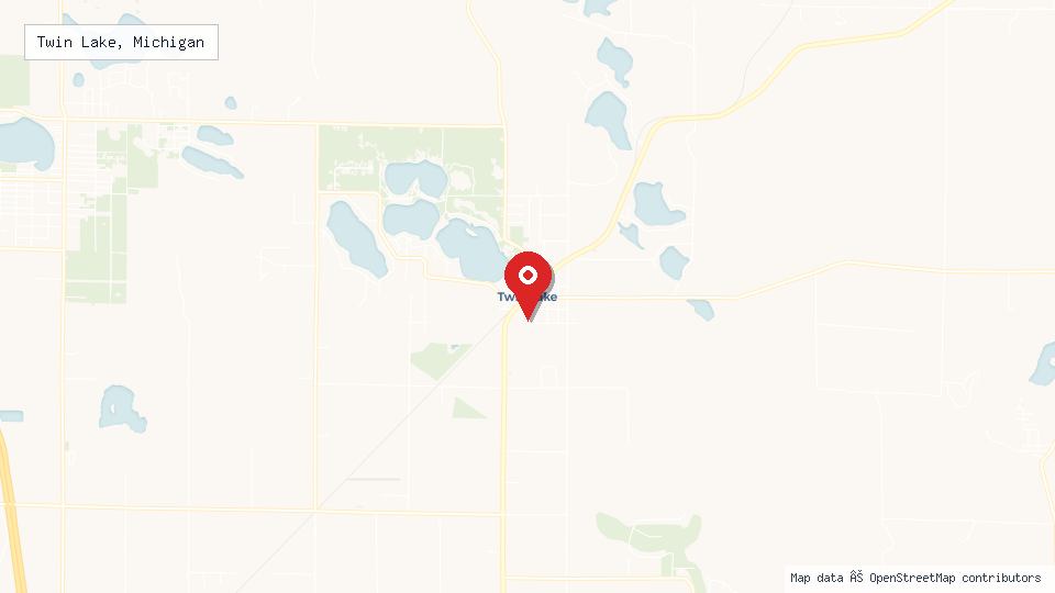 Street map of Twin Lake, Michigan with location pin