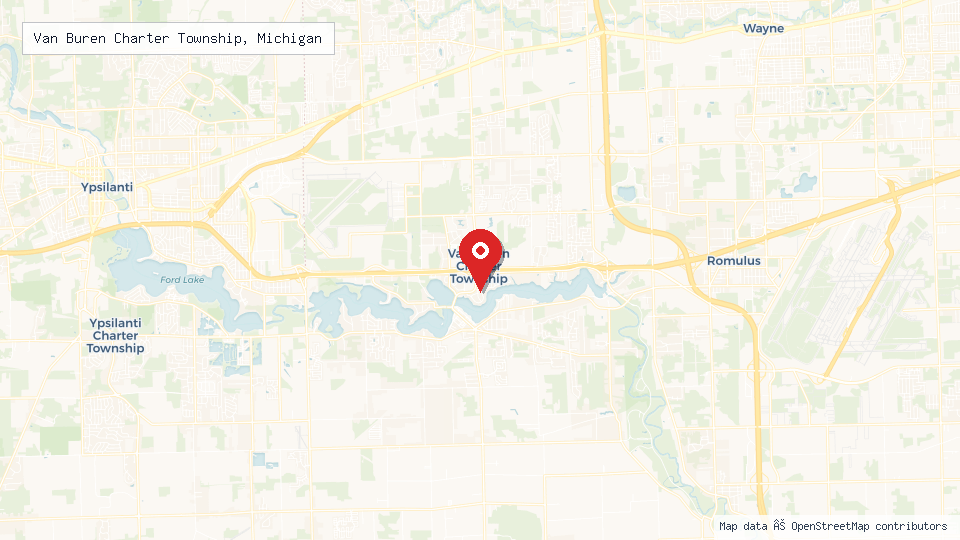 Street map of Van Buren Charter Township, Michigan with location pin