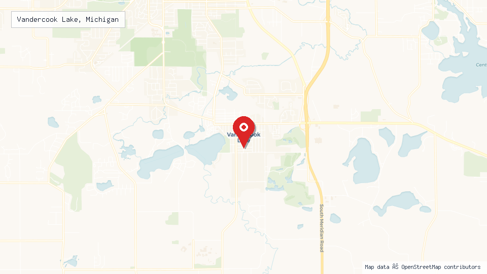 Street map of Vandercook Lake, Michigan with location pin