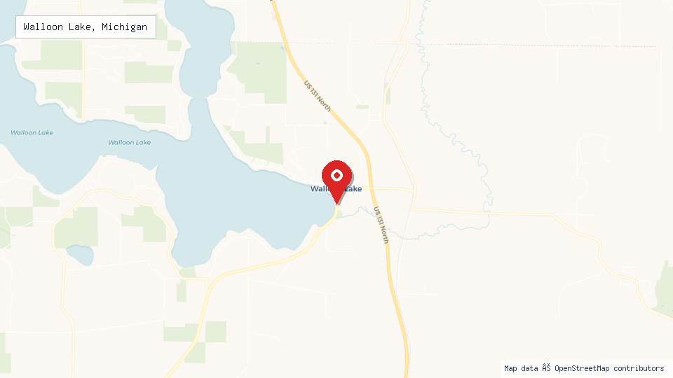 Street map of Walloon Lake, Michigan with location pin