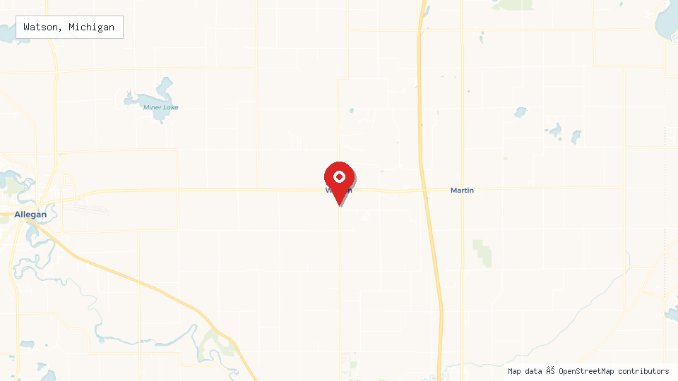 Street map of Watson, Michigan with location pin