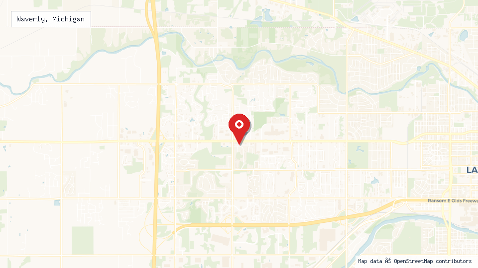 Street map of Waverly, Michigan with location pin