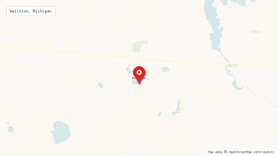 Street map of Wellston, Michigan with location pin