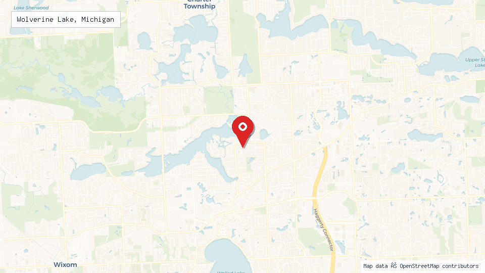 Street map of Wolverine Lake, Michigan with location pin