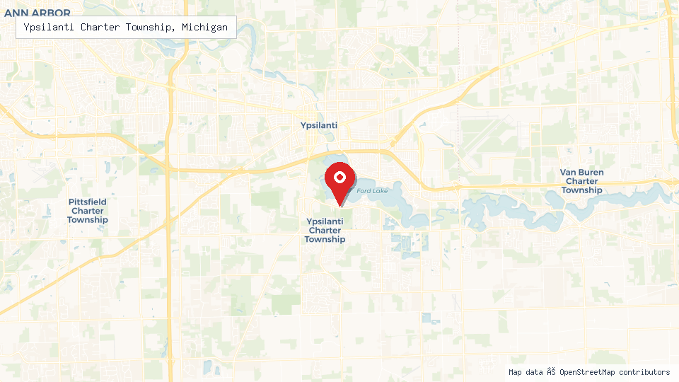 Street map of Ypsilanti Charter Township, Michigan with location pin