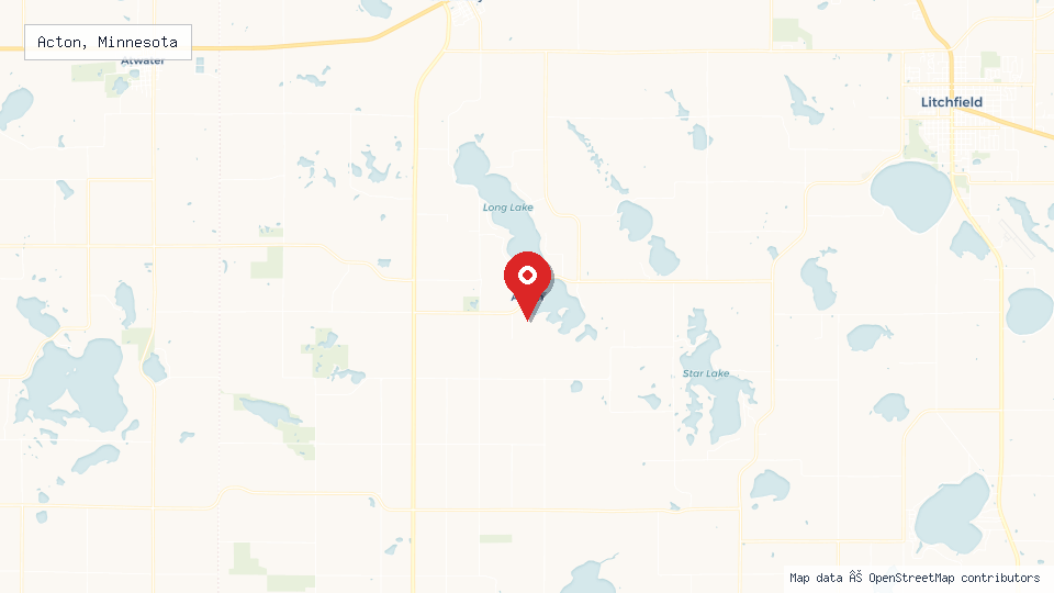 Street map of Acton, Minnesota with location pin