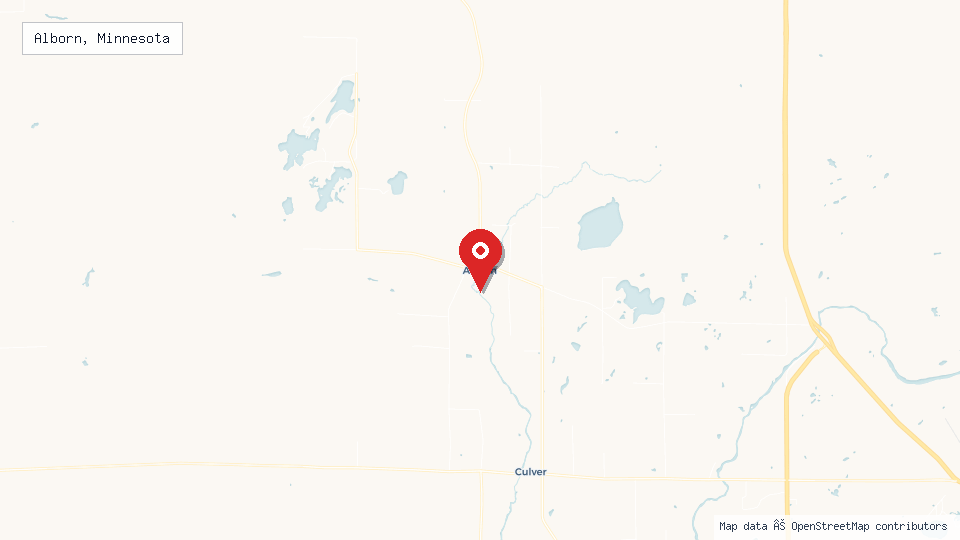Street map of Alborn, Minnesota with location pin