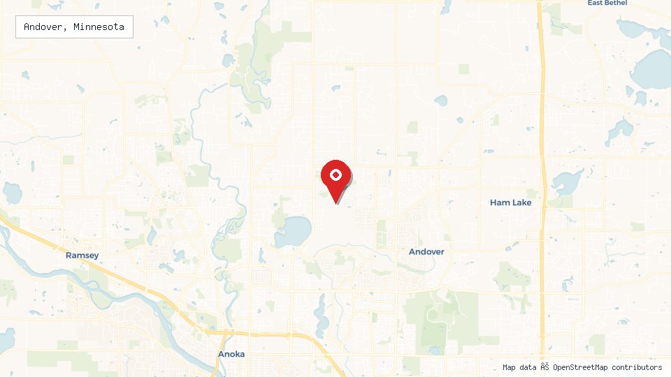 Street map of Andover, Minnesota with location pin